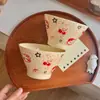 Color Bajo Vidriado Cerámica Hogar Dormitorio Rubor Cereza Gato Ins Corazón Femenino Bol de Arroz Bol de Yogur Bol de Postre Bol para Huevo al Vapor