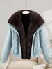 Nueva chaqueta corta de algodón con relleno de plumón para mujer, estilo comercio exterior, con cuello camisero, versión coreana, abrigo de invierno versátil para mujer, parka de algodón engrosada