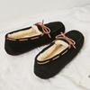 Zapatos de lana tipo pea para otoño e invierno, Zapatos de algodón de lana forrados de vellón para mujer, Zapatos planos de cuero genuino, Zapatos cálidos tipo slip-on para mujeres embarazadas y madres, Zapatos tipo cuchara