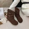 Botas Chelsea Femininas de Camurça Retro com Elevação Interna, Bico Redondo Versátil, Estilo Birkenstock Western, Novidade Outono/Inverno 2026