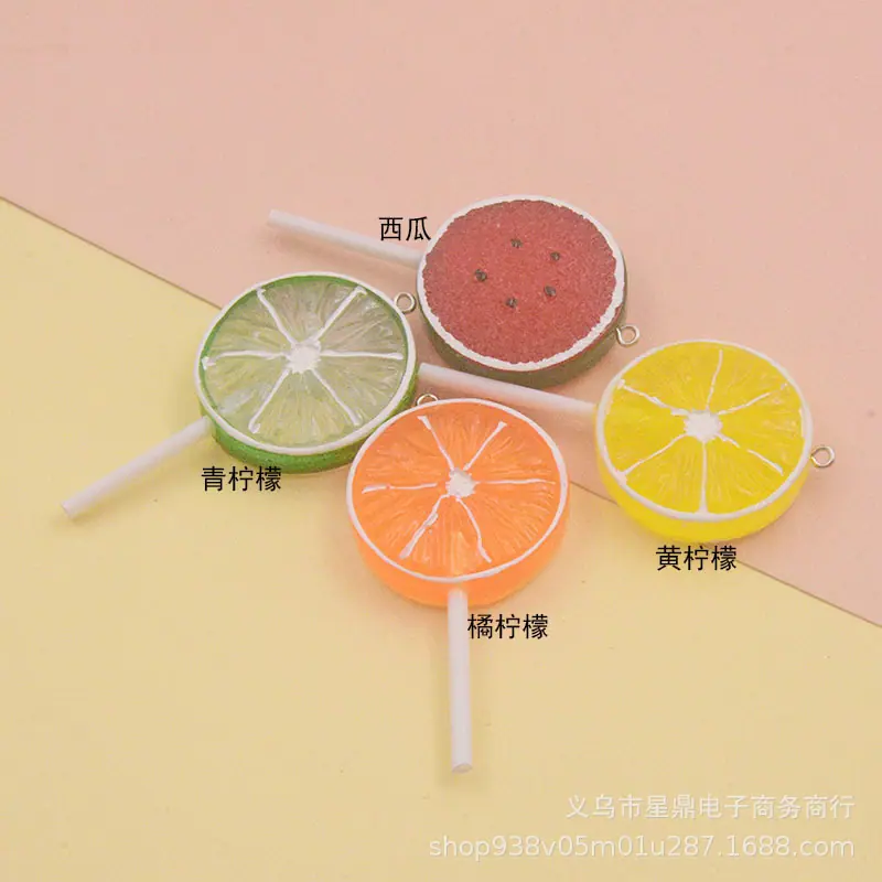 树脂仿真西瓜柠檬棒棒糖
