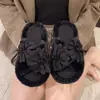 Girasol de Hada Plano Hogar Estilo Versátil 2026 Nueva Moda Otoño Invierno Pantuflas Peludas Cruzadas para Mujer