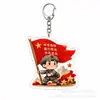 Llavero acrílico cultural y creativo rojo para la festividad del 1 de agosto, colgante de figura militar de dibujos animados, regalo souvenir para mochila