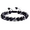 Pulsera de hombre de hematita obsidiana mate de joyería de Amazon tejida vintage de piedra volcánica venta al por mayor estallido