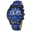 Reloj de Cuarzo con Correa de Cuero PU de Tres Ojos Falsos, Personalidad Creativa, Casual de Negocios, Reloj para Estudiante, Esfera Exquisita, Luminoso