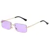 Gafas de Sol sin Marco para Mujer, Marco Cuadrado Pequeño, Lentes Oceánicas, Patillas de Resorte, Estilo Urbano de Moda, Gafas Transfronterizas
