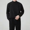 Nueva Camiseta Base de Color Sólido de Terciopelo Alemán de Cuello Semi Alto para Hombre Otoño/Invierno, Top de Moda de Gama Alta Versátil Sudadera Cálida Camiseta