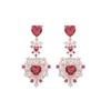 Pendientes de tesoro coloridos de alta calidad, ligeros, de lujo, para industria pesada, de nicho, de temperamento dulce, accesorios para vestidos de banquete, pendientes en forma de corazón