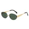 Nuevas Gafas de Sol Ovaladas de Metal de Pierna Ancha para Mujer, Gafas de Alta Gama sin Montura Cortadas en el Borde, Gafas de Celebridad de Internet Xiaohongshu