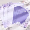 Papelería de carta de amor de alta gama, exquisita y romántica con un hermoso diseño floral morado, adecuada para tarjetas de felicitación y cartas de amor