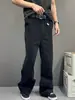 Nuevos Pantalones Rectos Negros Tendencia Americana Primavera/Verano 2026 para Hombre con Dobladillo Crudo Lateral Pantalones Largos Casuales Versátiles de Largo Completo