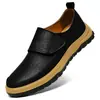 Sapatos Masculinos Transfronteiriços, Sapatos de Couro Genuíno com Velcro, Sapatos Casuais Masculinos de Couro Bovino, Sapatos para Dirigir Respiráveis e Versáteis, Sapatos de Couro de Tamanho Grande
