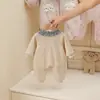 Mameluco de Otoño Estilo Mariposa Castaña Dulce con Lazo para Bebés Niñas, Mono de Salida para Recién Nacidos Estilo Chino