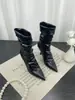 Botas holgadas de tacón alto y punta fina 2026 Otoño/Invierno estilo coreano moda botas de media pantorrilla plisadas sin cordones tacón fino moda botas ajustadas