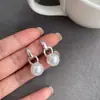 Pendientes Redondos de Perla con Aguja de Plata Estilo Ouyang Nana, Pendientes de Gama Alta de Nicho, Versátiles para el Uso Diario, Pendientes para Mujer