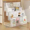 Estante infantil, suporte de leitura multifuncional, estante de parede integrada para uso doméstico com rodas, estante de armazenamento de livros de vários andares de piso