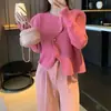 Cardigan de Tricô Irregular Estilo Fragrante Feminino Design Primavera e Outono Nicho Suave Macio Cera Solto Curto Casaco Suéter
