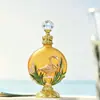 Botella de Aceite Esencial Transfronteriza 30ml Estilo Árabe Esmalte Multicolor Decoración Floral Flamenco Chapado en Oro Aleación Botella para Decantar Perfume