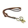 Personalidade Criativa Liga de Bronze Pingente de Fone de Ouvido para Menino Colar Longo de Couro Ajustável Corrente para Suéter Versátil