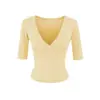 Camiseta de Manga Corta con Cuello en V Profundo Estilo Chica Picante Madura 2026 Verano Nuevo Ajuste Delgado Top Versátil para Mujer Tendencia