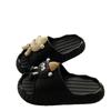 Combinación de Colores Distintiva Desmontables EVA Una Línea Divertidas Carbón Blanco y Negro Briquetas Versátiles Antideslizantes Pantuflas de Dormitorio Verano para Mujer