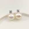 Pendientes Clásicos de la Princesa Diana Perla Shijia Imitación Aurora Agua de Mar Akoya Plata de Ley Zirconia Pendientes Aguja de Plata 925
