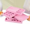 Bandejas pequeñas de terciopelo ROSA de múltiples especificaciones, cajas organizadoras de joyería para cajón, bandejas de exhibición con separadores para tocador para collares y anillos
