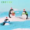 Navidad Lindo Pingüino Pequeño Micro Paisaje Adornos Paisaje de Nieve Llavero Colgante Pingüino Antártico Animales Pequeños