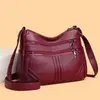Bolso bandolera grande de cuero PU suave, simple y versátil para mujer, bolso de hombro versátil de cuero lavado ligero, bolso de mamá