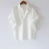 Camisa Manga Curta Estilo Retro Hong Kong Feminina 2026 Verão Nova Elegante Versátil Branca Solta Manga Morcego Gola Top