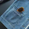 Chaqueta Casual Corta de Mezclilla Retro con Bloques de Color y Solapa Chaqueta de Mezclilla para Mujer Modelo Nueva Temporada Primavera y Otoño