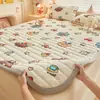 Colchón de terciopelo de leche grueso clase A invierno cálido sábana bajera con forro polar funda de cama cojín dormitorio de estudiante tatami