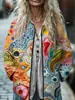 2025 Estação Independente Temu Nova Moda Feminina Jaqueta de Algodão Plissada com Estampa Digital Floral Jaqueta Feminina de Algodão