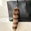 Llavero de Felpa con Cola de Mapache Artificial para Mujer Llavero de Coche Colgante de Piel Decoración Chica Picante Accesorios para Bolsos Mapache de Agua