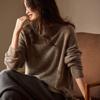 Suéter de Cachemira para Mujer 100% Cachemira Pura Otoño e Invierno Grueso Cuello Redondo Hombros Caídos Mangas Largas Jersey de Punto Suéter Básico