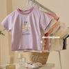 Tamanho Rolo 25 Verão Infantil Algodão Fino Desenho Animado Manga Curta Camiseta Meninos e Meninas Bebê Gola Redonda Top Algodão Fofo