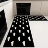 Alfombrilla Sencilla de Cocina a Cuadros de Barro Diatomeas Antideslizante Absorbe Agua y Aceite, Limpiable y Sin Lavado Alfombra Especial, No Requiere Limpieza