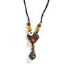 Cadena de suéter que combina con todo, accesorios de ropa de otoño e invierno largos, collar étnico de cerámica retro de ambiente sencillo para mujer, joyería de falda