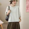 Camiseta Pulóver de Manga Tres Cuartos de Color Sólido Talla Grande con Puños Anudados, Nuevo Estilo de Verano con Cuello Redondo, Personalizable
