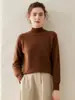 Suéter de Cachemira para Mujer, Capa Base de Invierno Amigable con la Piel, Color Sólido, Estilo Nuevo, Lana Engrosada, Suéter Holgado con Cuello Semialto