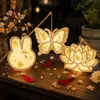 Linterna de Papel de Flor y Hierba del Festival de Mediados de Otoño, Estilo Tradicional, Linterna de Mano de Conejo DIY, Linterna Brillante Estilo Chino para Accesorios de Foto de Fiesta