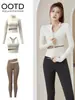 Conjunto de roupa de yoga para treino de Pilates, calça esportiva de secagem rápida modeladora para afinar e moldar as costas, jaqueta de manga longa, conjunto de três peças