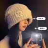 Sombreros para Mujer 2025 Nuevo Gorro de Punto de Invierno, Gorro de Felpa para Adelgazar el Rostro, Circunferencia de Cabeza Grande, Gorro de Punto Cálido, Gorro con Protección para las Orejas