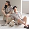Pijama de Algodón para Mujer 2025 Nuevo Verano para Hombre talla extra Manga Corta Traje para Parejas para Mujer con Almohadilla en el Pecho Ropa de Casa
