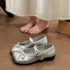 Zapatos Planos Mary Jane Estilo Francés con Punta Cuadrada para Mujer, Boca Baja, Estilo Elegante para la Noche, Nuevo Modelo 2026 con Hebilla de Moño