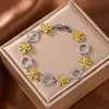 Pulsera de Flor de Circonia Multicolor de Venta Caliente Transfronteriza, Exquisita para Niñas, Círculo de Flor de Amazon, Estilo de Nicho de Lujo Ligero para Mujeres