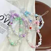 Lanyard para Teléfono Rosa-Verde Fresco, Correa de Muñeca, Cadena para Teléfono con Colgante de Perlas para Niñas, Nuevo Diseño Lindo Corto de Moda Estilo Ins