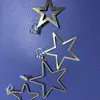 Pendientes de Estrella Hueca de Moda, Pendientes de Estrella Grande de Cinco Puntas, Pendientes con Colgante Hueco de Temperamento de Moda, Clip Invisible para Oreja de Resina