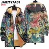 Chaqueta de Estilo Nuevo Transfronteriza con Elementos de Patrón Multicolor, Cárdigan con Capucha y Cremallera 62, Abrigo Grueso de Algodón Polar de Invierno con Forro Amarillo