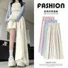 Calças de seda gelada fluidas, tamanho petite, estilo fino de verão para mulheres, nova coleção 2026, calças de perna larga off-white, comprimento cropped feminino